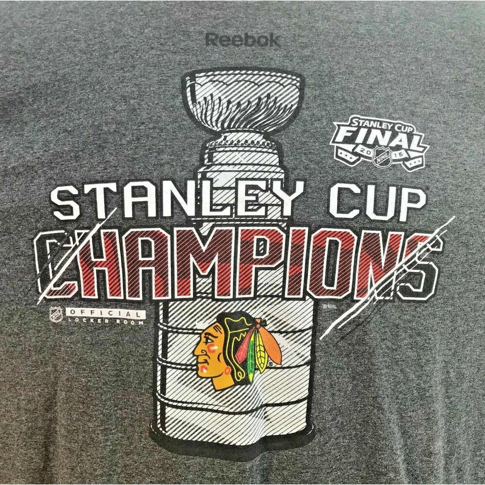 Chicago Blackhawks 2015 Stanley Cup Final Champions T-Shirt 2XL Reebok
